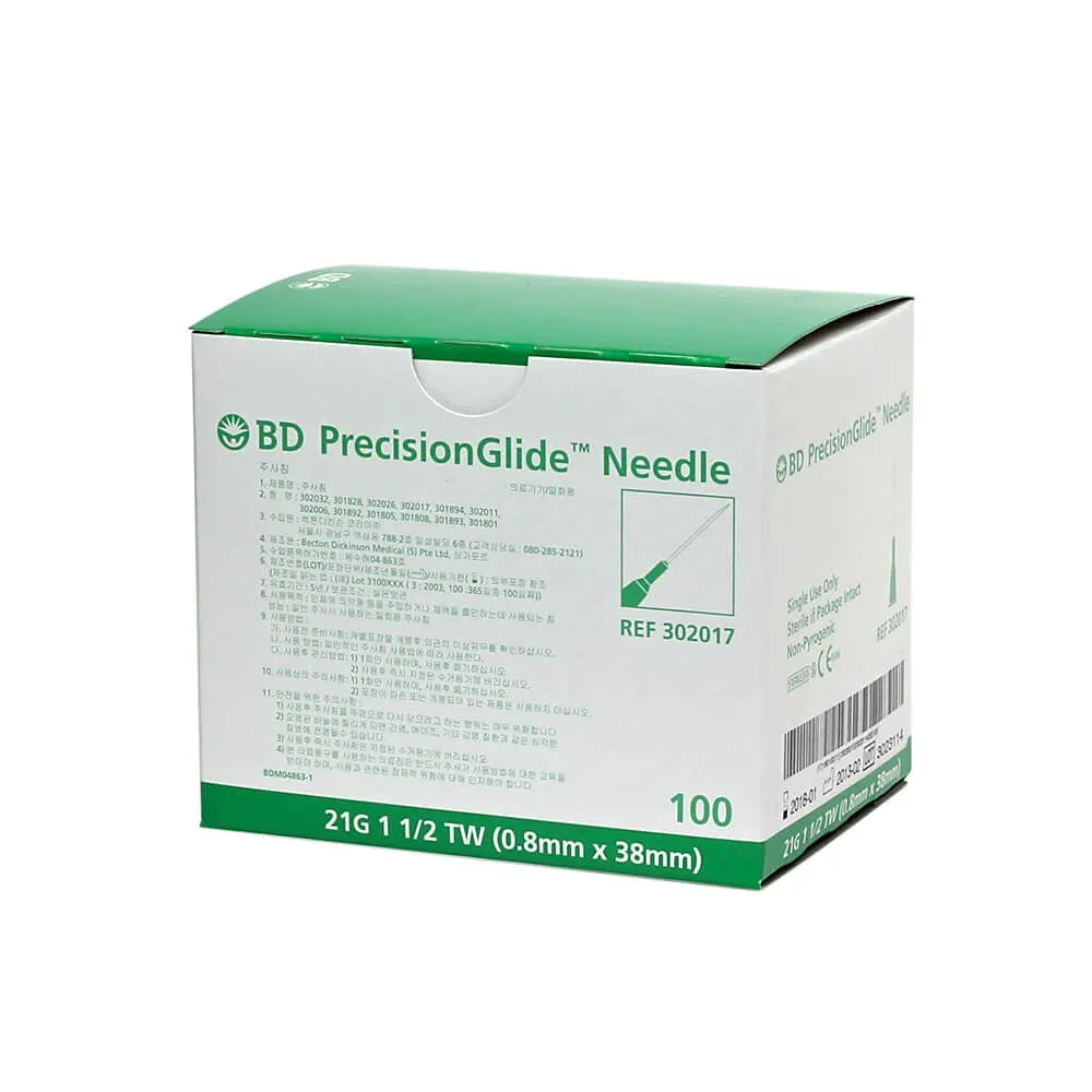 BD Needles PrecisionGlide 21G*1.5 inch - 100 Units Pack