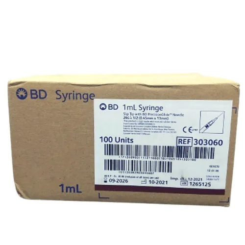 BD 1ml Syringe with 27G Needle - 100 Units Pack