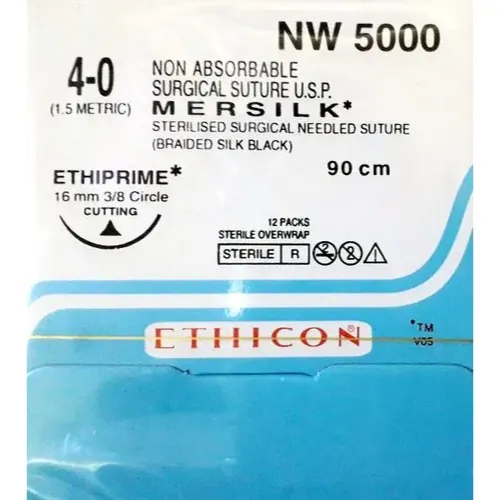 Ethicon Mersilk Sutures USP 4-0, 3/8 Circle Cutting Ethiprime - NW5000 -12 Foils
