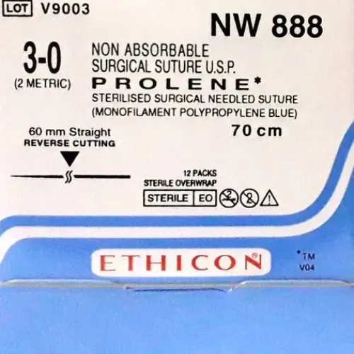 Ethicon Prolene Sutures USP 3-0, Straight Reverse cutting NW888 -12 Foils