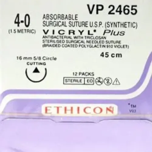 Ethicon Vicryl Plus Sutures USP 4-0, 5/8 Circle Cutting - VP 2465