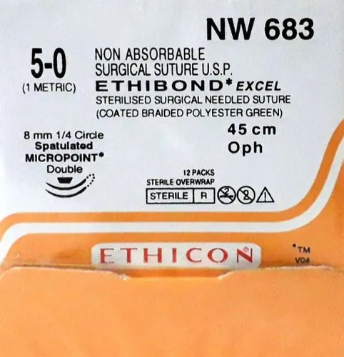 Ethicon Ethibond Sutures USP 2-0, 1/2 Circle Tapercut NW683 - 12 foils