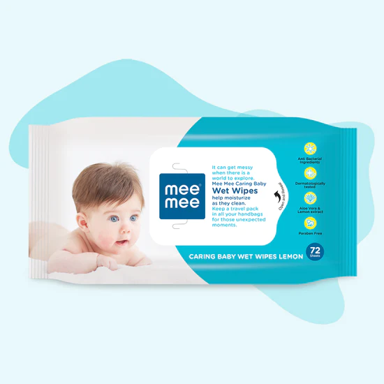Mee Mee Caring Baby Wet Wipes With Aloe Vera And Lemon Extracts 72 Pcs