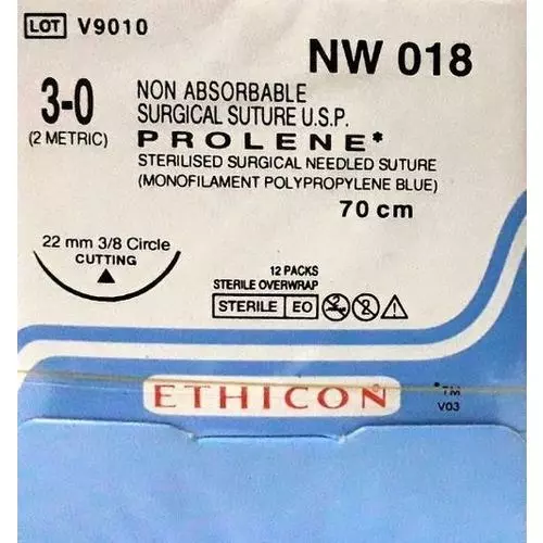 Ethicon Prolene Sutures USP 3-0, 3/8 Circle Cutting - NW018P