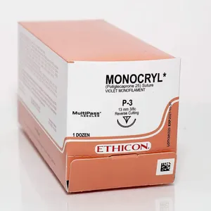 Ethicon Monocryl Sutures USP 2-0, 1/2 Circle Round Body CT-1 - NW1666