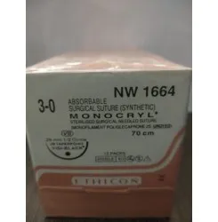 Monocryl Sutures USP 3-0, 1/2 Circle Oval Round Body NW1664