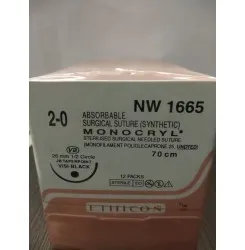 Monocryl Sutures USP 2-0, 1/2 Circle Oval Round Body NW1665