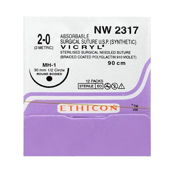 Vicryl Sutures USP 20, 1/2 Circle Round Body NW2317
