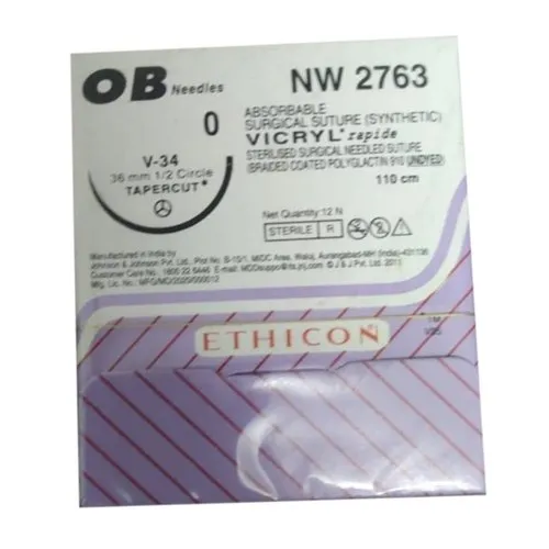 Ethicon Vicryl Rapide Sutures USP 0, 1/2 Circle Tapercut - NW2763