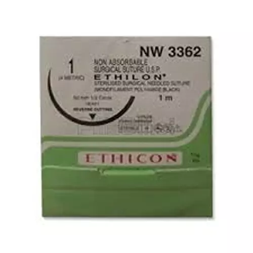 Ethicon Ethilon Sutures USP 1, 1/2 Circle Reverse Cutting Heavy - NW3362
