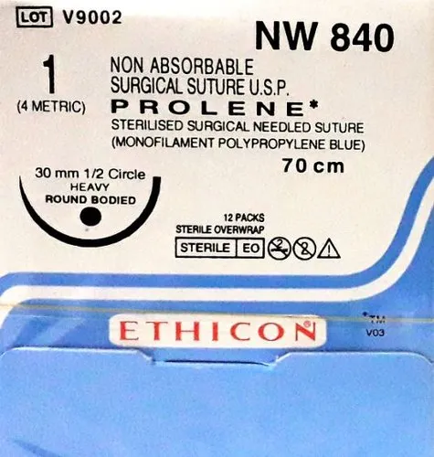Ethicon Prolene Sutures USP 1, 1/2 Circle Round Body NW840