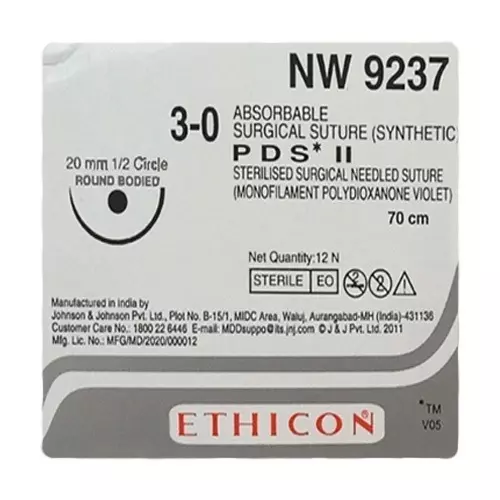 Ethicon PDS*II Suture USP 3-0 NW 9237 Round Bodied, 12 Foils