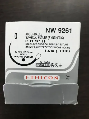 Ehicon PDS II Sutures USP 0, 1/2 Circle Round Body Heavy NW9261