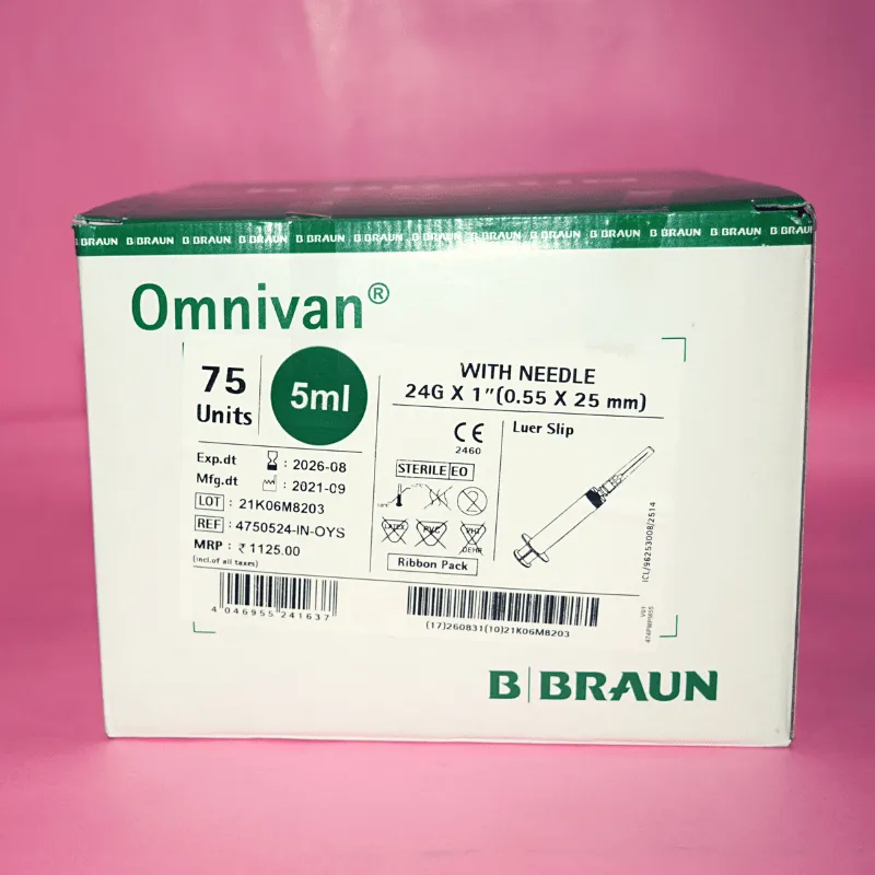 B Braun Omnivan 5ml Syringe - 75 Units Pack