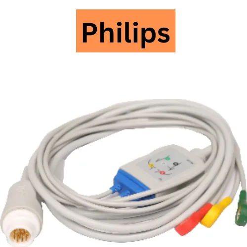 ECG/EKG Cable- Philips-3 leads compatible