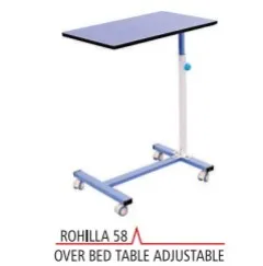 Over Bed Trolley –Height Adjustable Manual WOODEN TOP 27”X18”