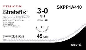Ethicon Stratafix Symmetric PDS Plus Unidirectional Sutures USP 1, 36 mm 1/2 Circle Taper Point CT-1 - SXPP1A410