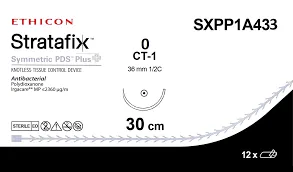Ethicon STRATAFIX Symmetric PDS Plus Suture, Taper Point, Absorbable, CT-1 36mm 1/2 Circle, 12" = 30cm, Size 0 - SXPP1A433