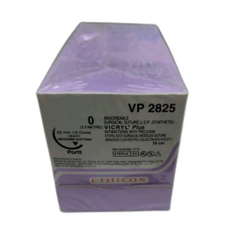 Ethicon Vicryl Plus Sutures USP 2-0, 1/2 Circle Reverse Cutting - VP2382