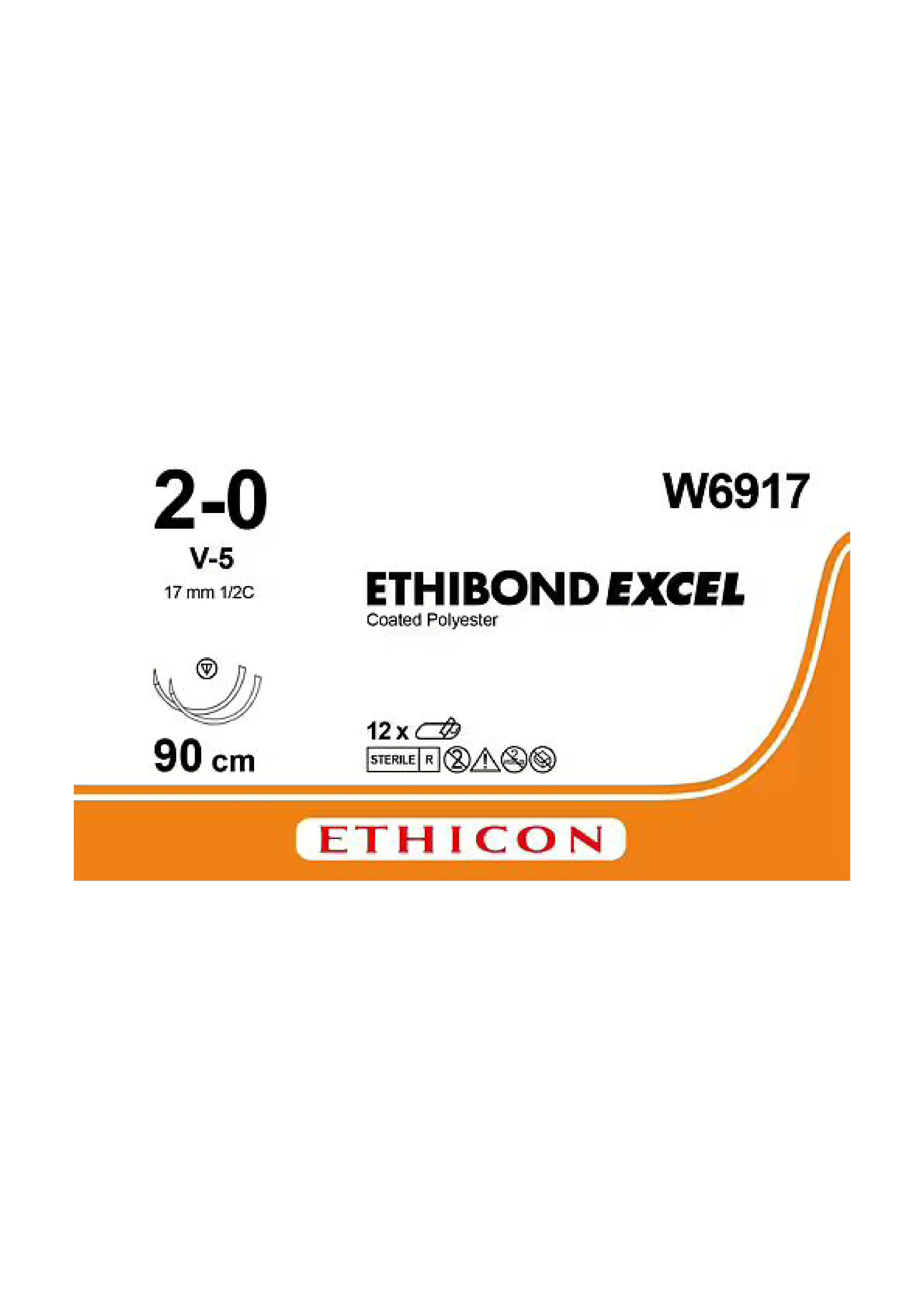 Ethicon Ethibond Sutures USP 2-0, 1/2 Circle Tapercut V-5 Double Needle - W6917
