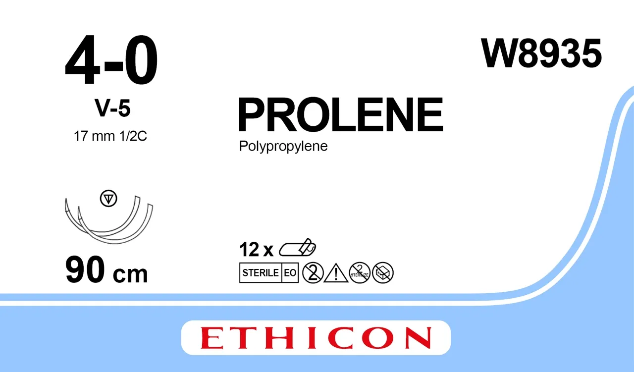 Ethicon Prolene Sutures USP 4-0, 1/2 Circle Tapercut - W8935