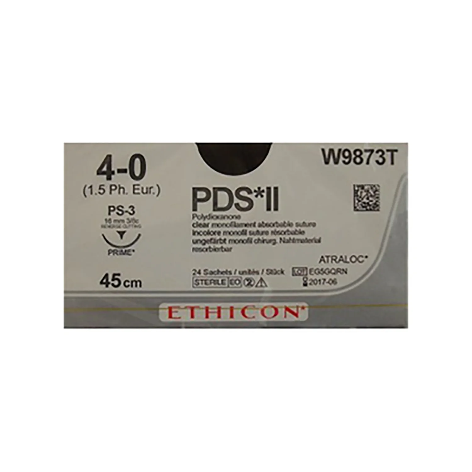 Ethicon PDS II Sutures USP 4-0, 3/8 Circle Reverse Cutting PS 3 - W9873T
