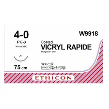 Ethicon Vicryl Rapide Sutures USP 4-0, 3/8 Circle Cutting Ethiprime W9918