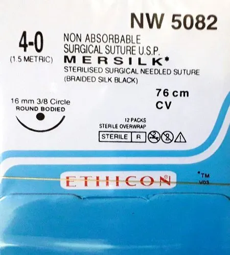 Ethicon Mersilk Sutures USP 4-0, 3/8 Circle Round Body - NW5082