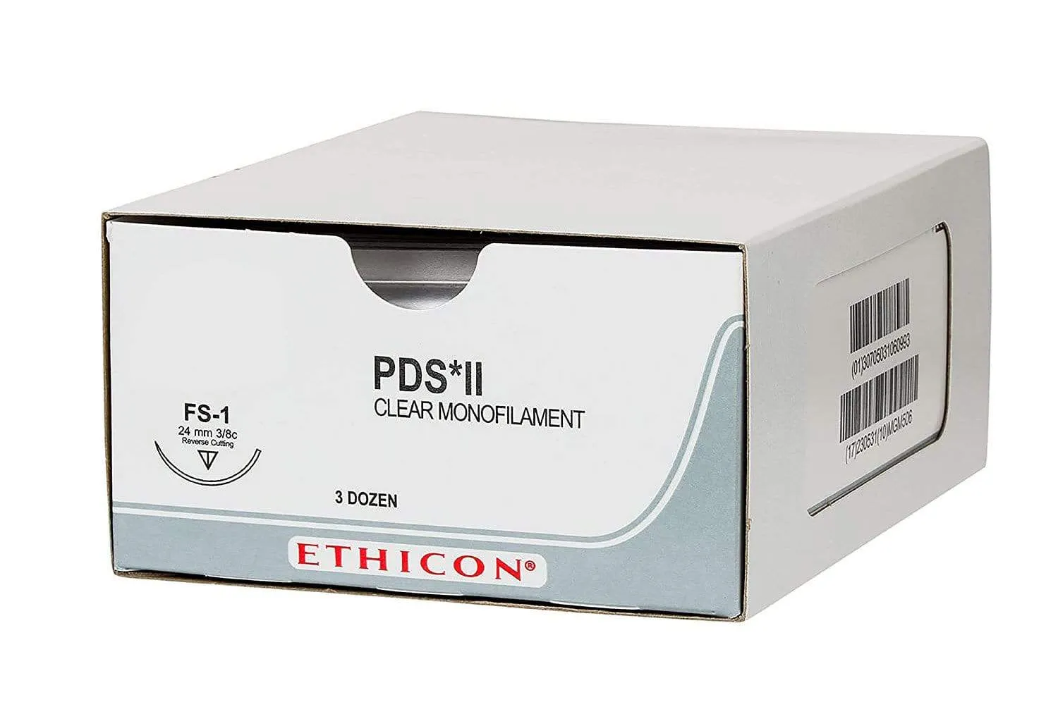 Ethicon PDS II Sutures USP 7-0, 3/8 Circle Taper Point BV-1 Double Needle - Z155H -12 Foils