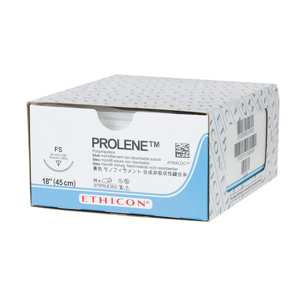 Ethicon Prolene Sutures USP 6-0, 3/8 Circle Taper Point BV 175-6 Double Needle EP8805H -12 Foils