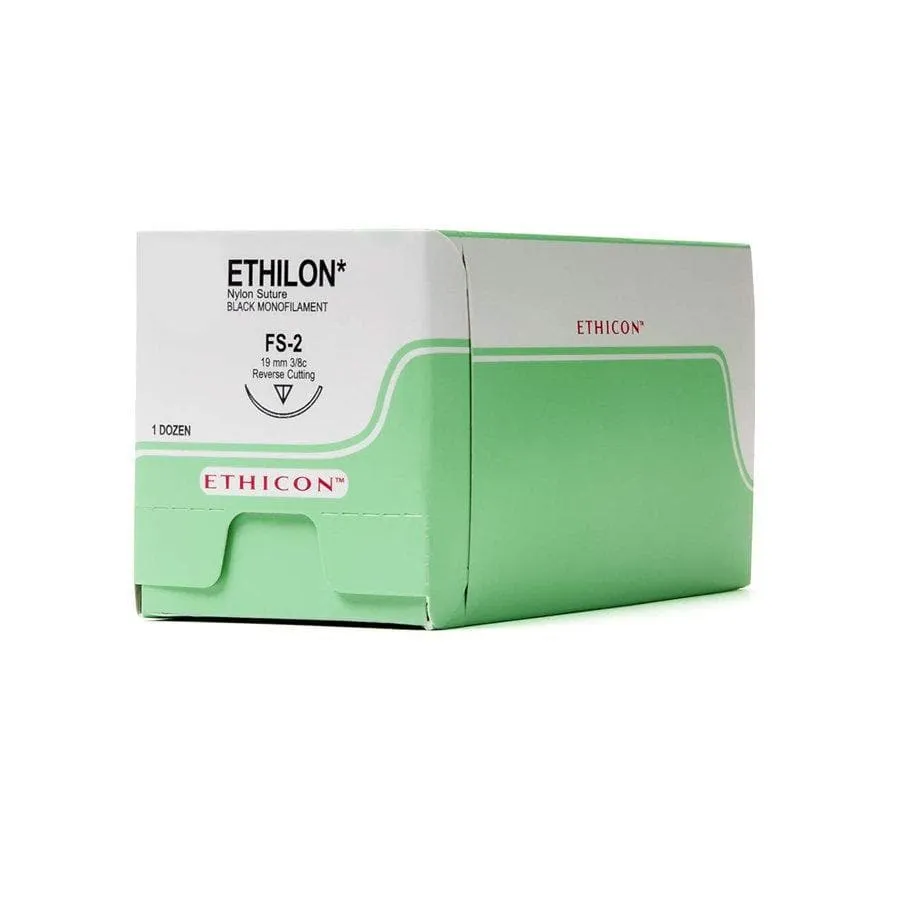 Ethicon Ethilon Sutures USP 9-0, 3/8 Circle Spatulated Micro Point NW3715 -12 Foils