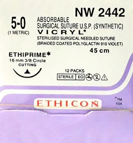 Ethicon Vicryl Plus Sutures USP 5-0 , 3/8 Circle Cutting Ethiprime - VP 2442