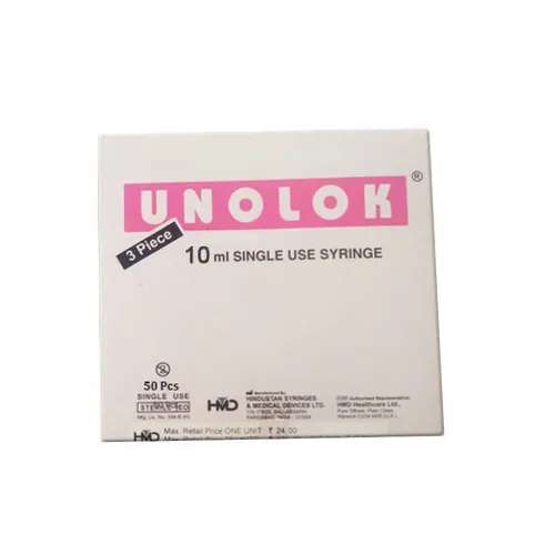Unolok HMD Luer Lock Syringe 10ml with 21G*1.5 inch Needle - 50 Units Pack
