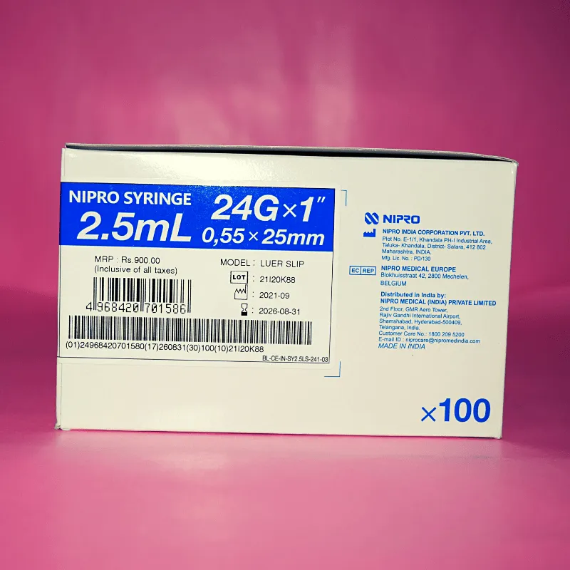 Nipro Syringe 2.5ml 24G - 100 Units Pack